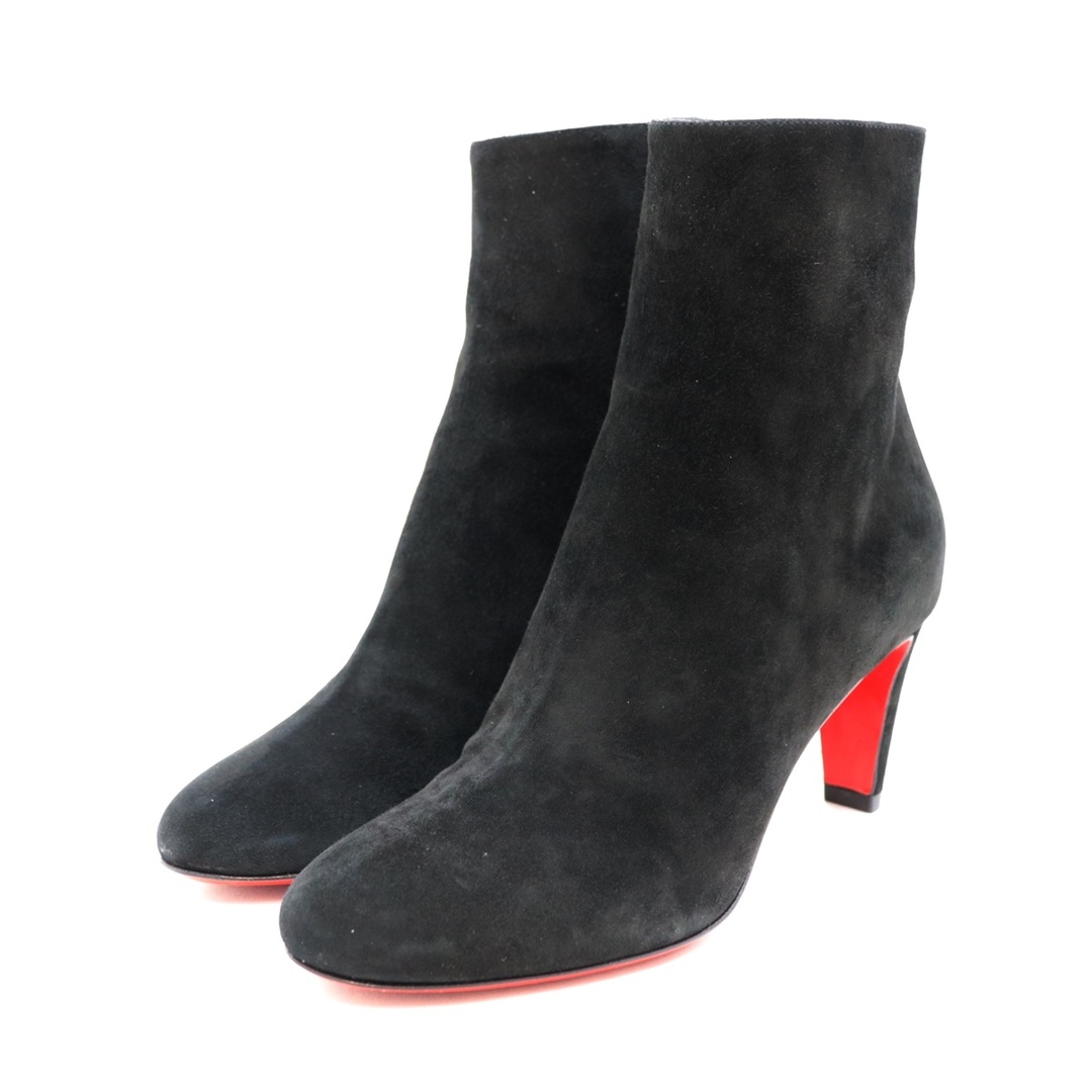 美品 クリスチャンルブタン TOP 70 VEAU VELOURS スエードヒールショート ブーツ レディース 黒 35 Christian Louboutin