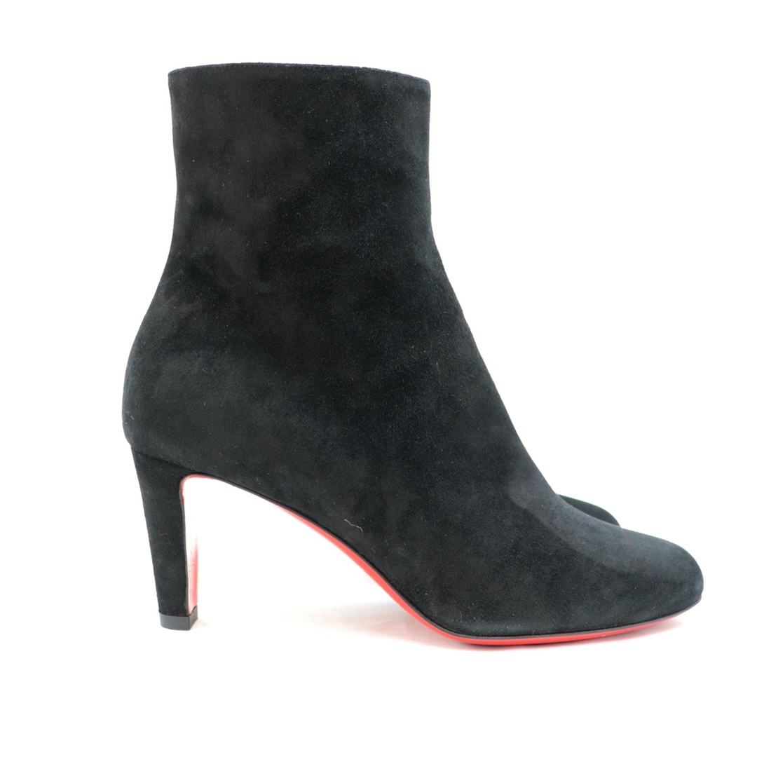 美品 クリスチャンルブタン TOP 70 VEAU VELOURS スエードヒールショート ブーツ レディース 黒 35 Christian Louboutin