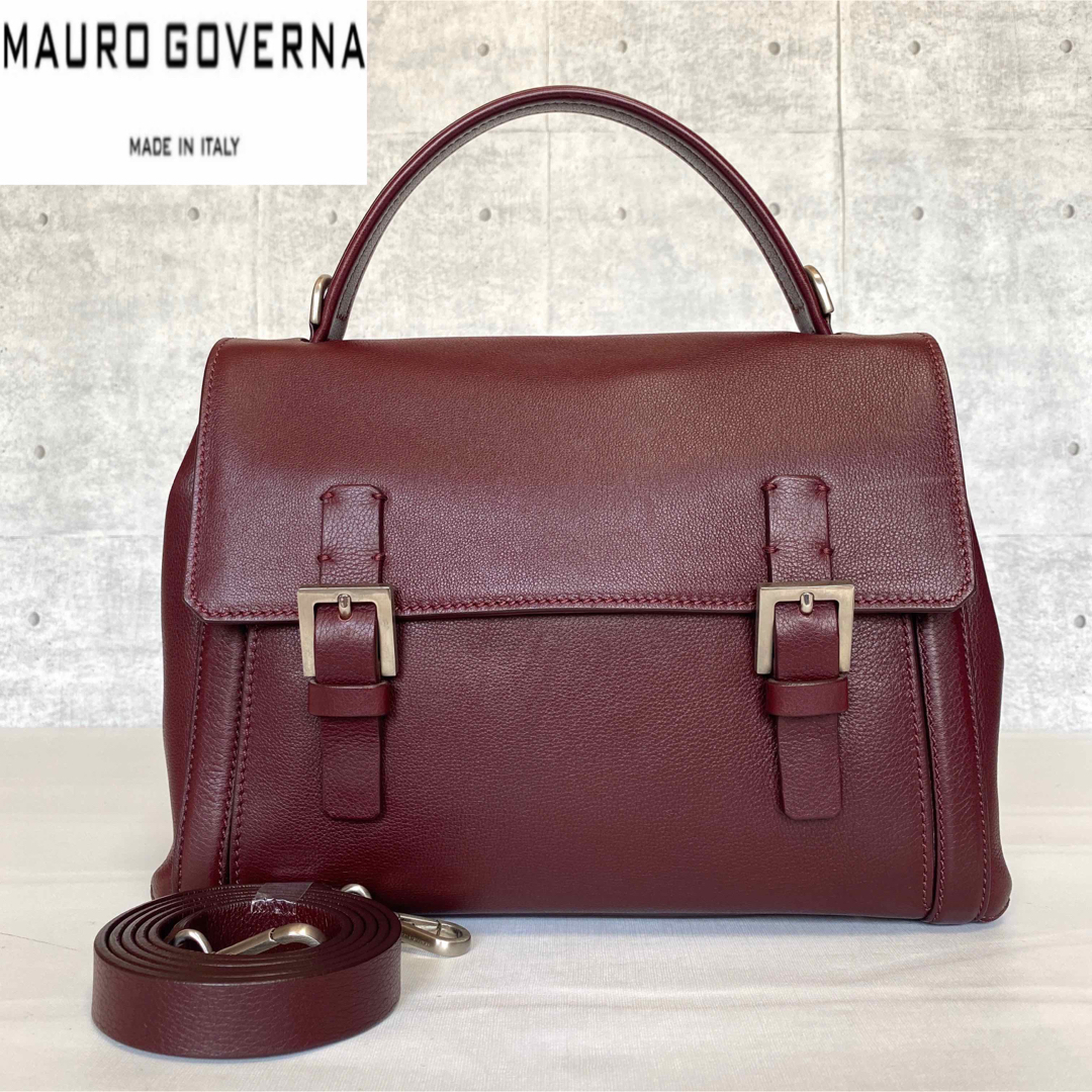 美品 MAURO GOVERNA BORSA6022 バーガンディ2WAYバッグ - www ...