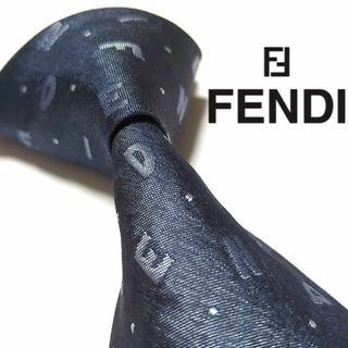 フェンディ(FENDI)のフェンディ　ネクタイ　FENDIロゴ　ドット　ハイブランド　高級シルク　光沢感(ネクタイ)