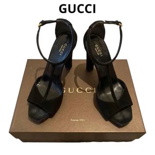 グッチ(Gucci)のGUCCI グッチ サンダル スウェード ブラック(サンダル)