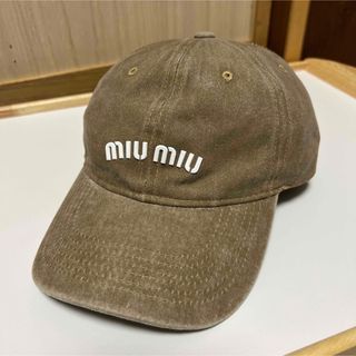 ミュウミュウ(miumiu)のmiumiu ミュウミュウ デニム キャップ ベージュ ベースボール ジーンズ(キャップ)