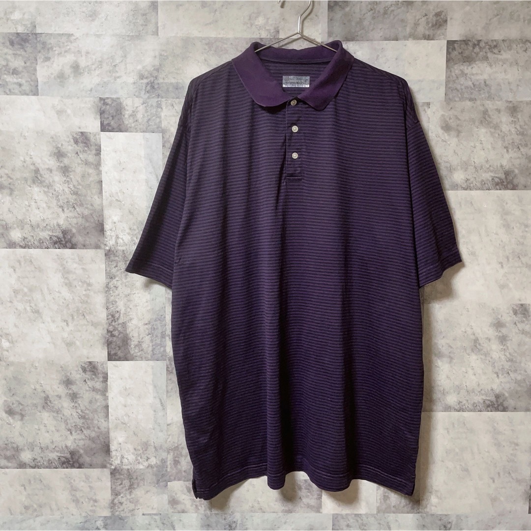 ポロシャツ　ボーダー　紫　パープル　USA古着　半袖　Alan Flusser メンズのトップス(ポロシャツ)の商品写真