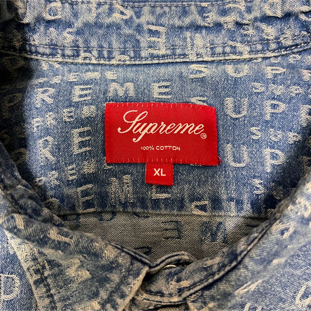 SUPREME シュプリーム デニム 総柄 ロゴ XL シャツ 長袖-