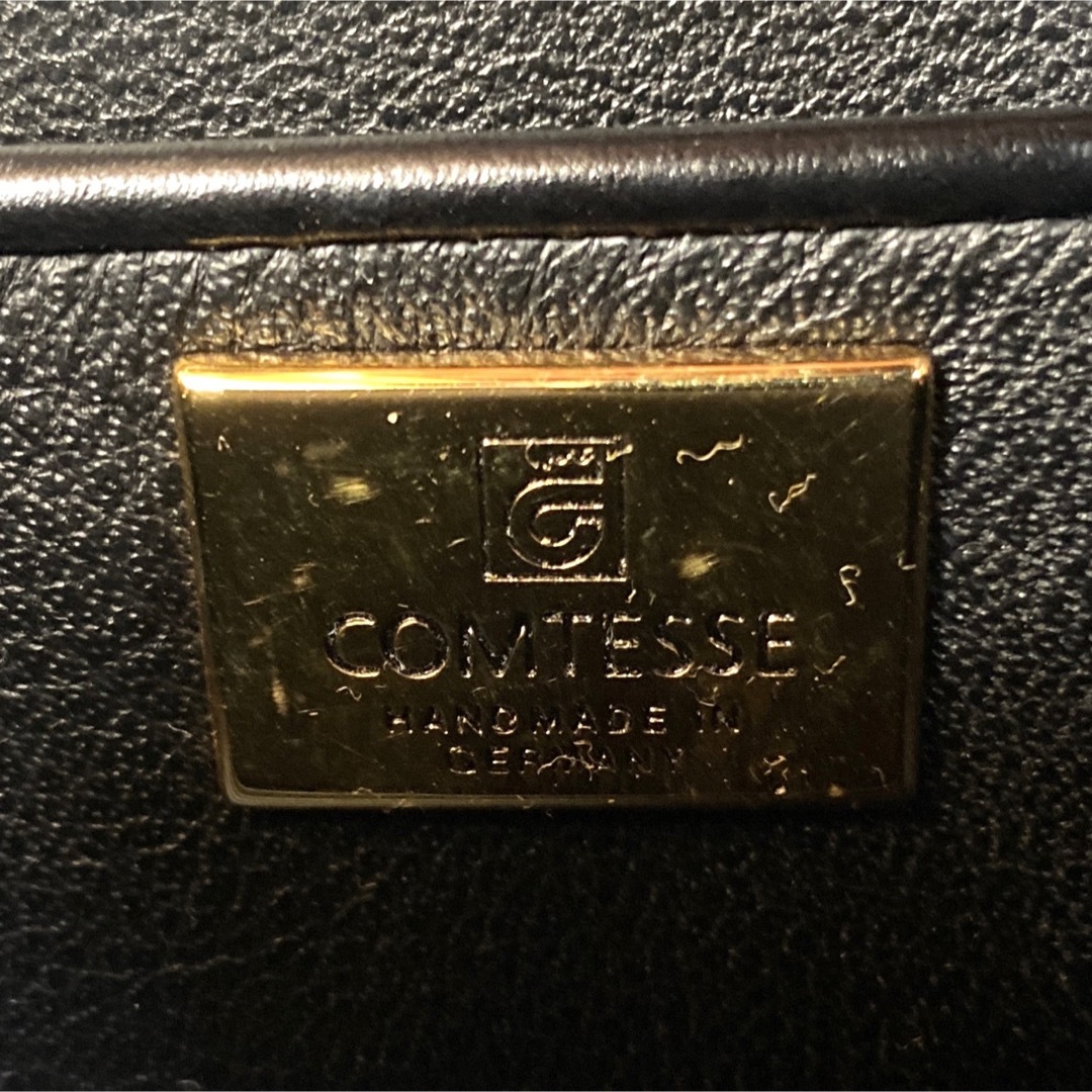 【美品】COMTESSE ホースヘア ブラック×ホワイトゴールド金具ハンドバッグ