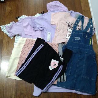 ジーユー(GU)の新品あり150〜160女の子夏物お洋服まとめ売り11点トップスワンピースボトムス(その他)