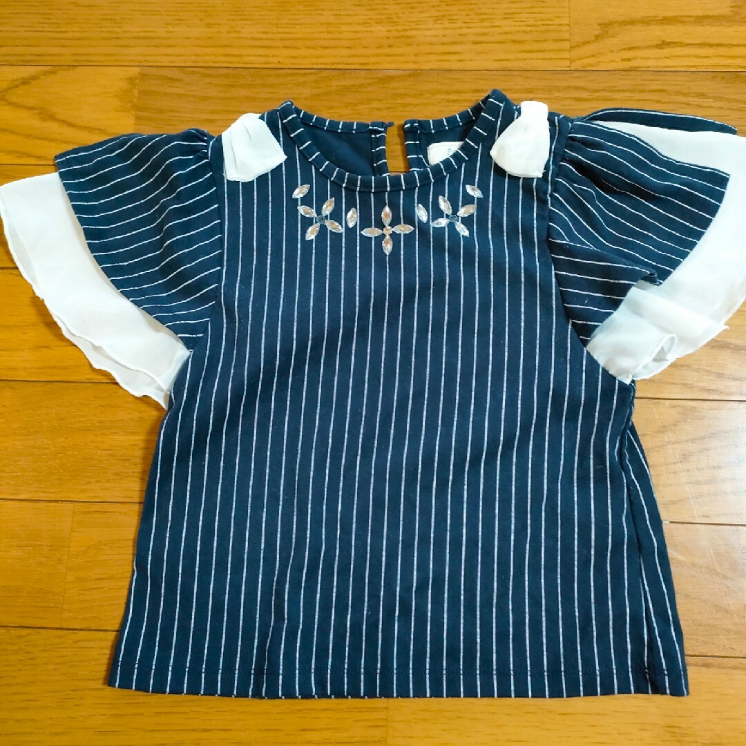 110cm ビジュー付きカットソー キッズ/ベビー/マタニティのキッズ服女の子用(90cm~)(Tシャツ/カットソー)の商品写真