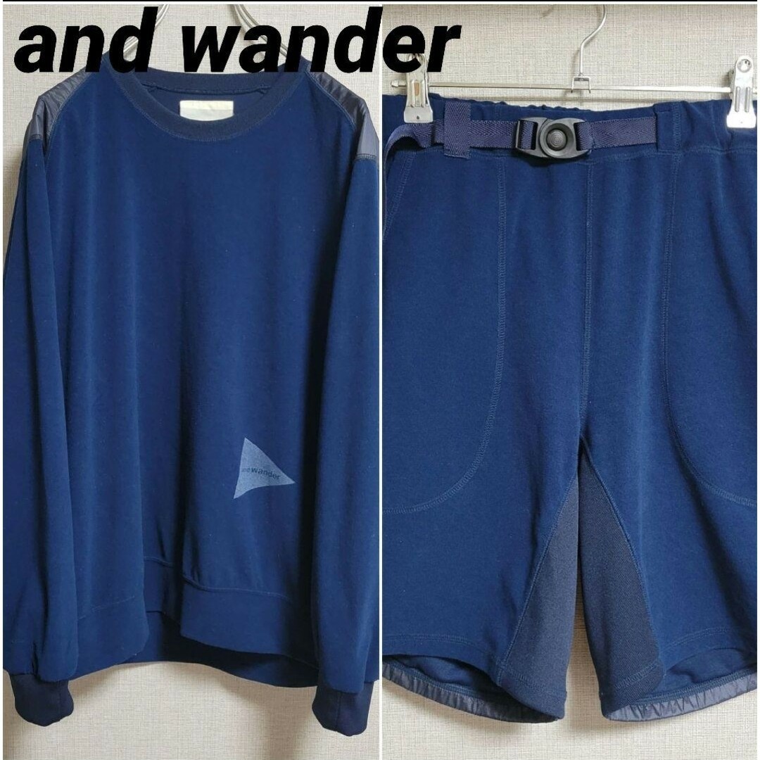 and wander アンドワンダー セットアップ ネイビー