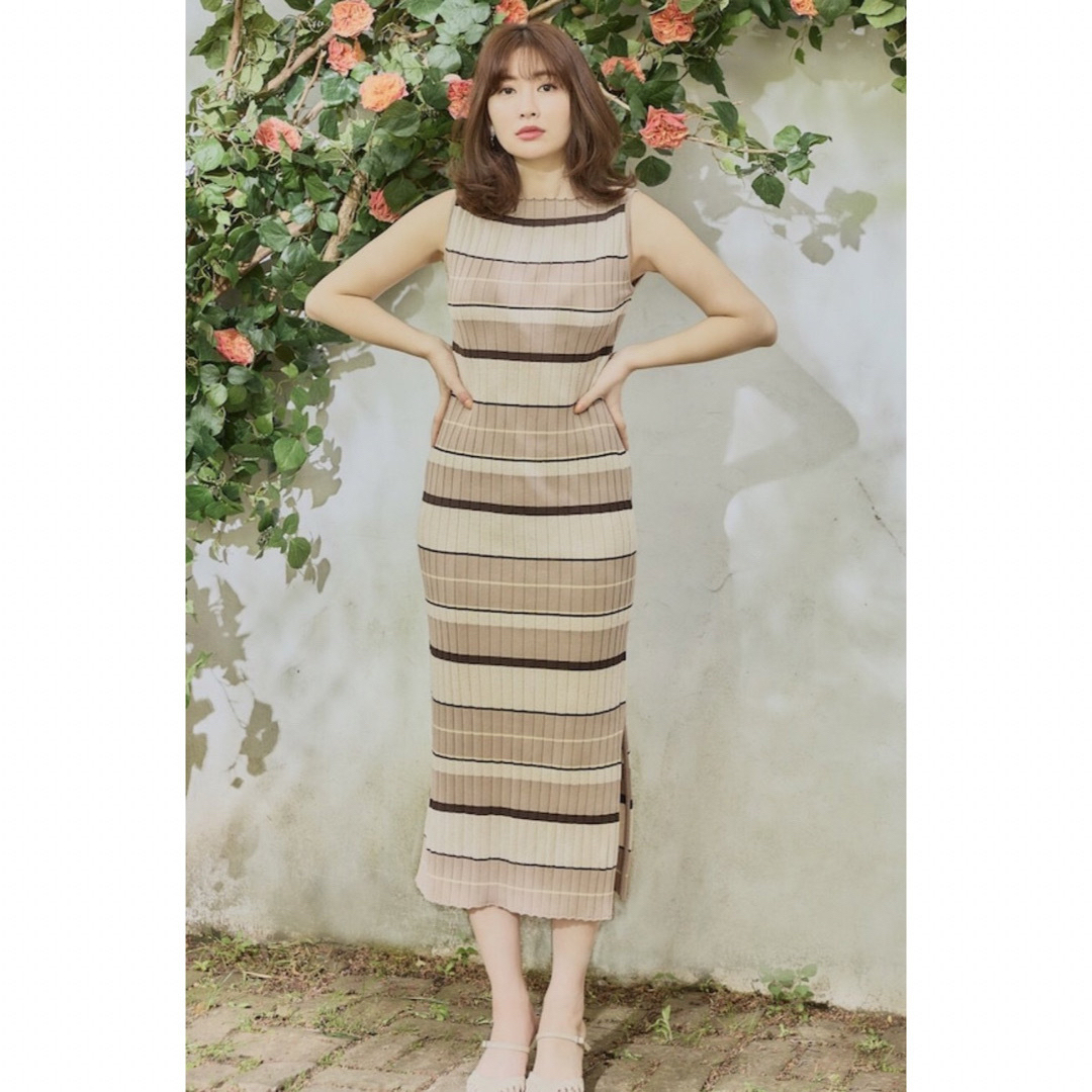 【新色】Cotton Striped Ribbed Knit Dress