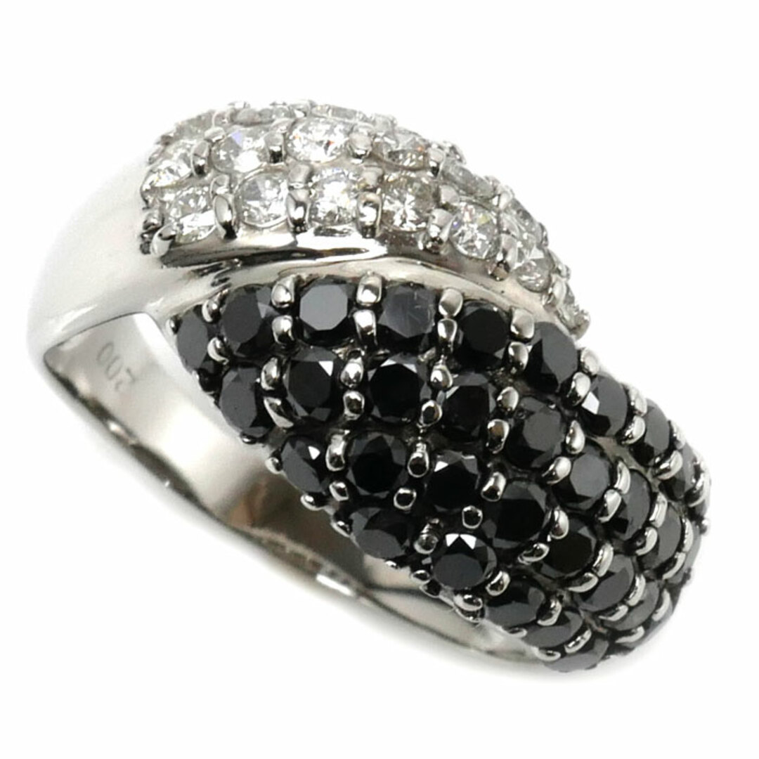 K18WG ホワイトゴールド リング・指輪 ダイヤモンド ブラックダイヤモンド2.00ct 17号 5.8g レディース【美品】約26mm下部厚み