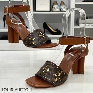 ルイヴィトン(LOUIS VUITTON)の6781 ヴィトン シルエットライン モノグラム レザー サンダル ブラウン(サンダル)