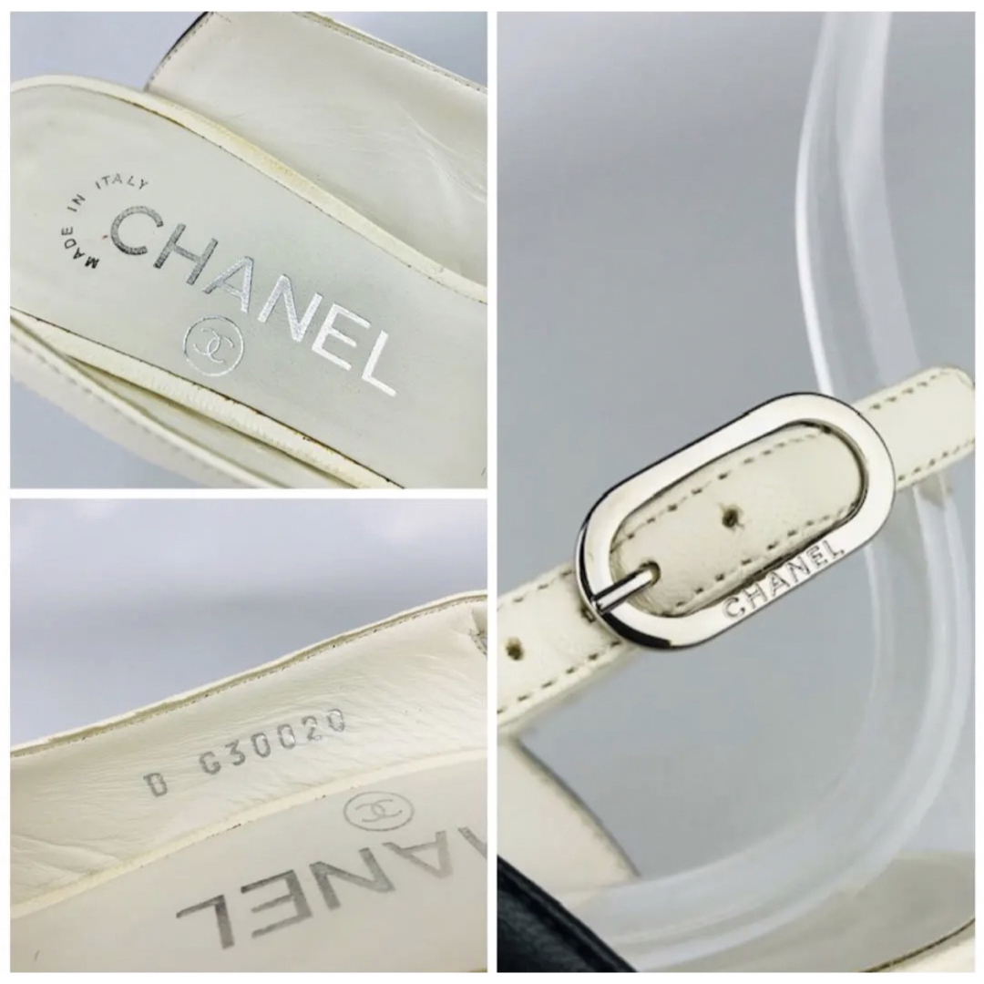 CHANEL★レザー カメリア ココマーク バックストラップ サンダル(35C)