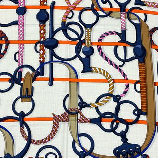 HERMES エルメス カシミア シルク スカーフ カレジェアン 140