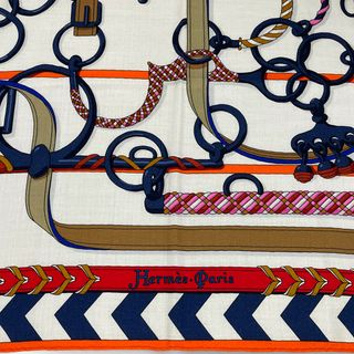 Hermes - HERMES エルメス カシミア シルク スカーフ カレジェアン140