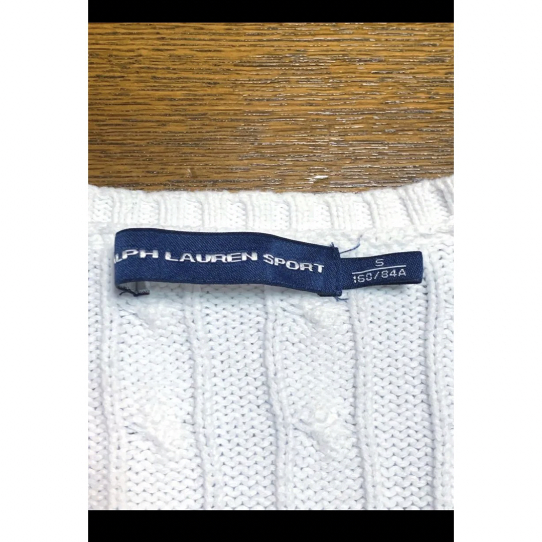 Ralph Lauren(ラルフローレン)のラルフローレン Vネック ケーブル ニット セーター ホワイト S NO1265 レディースのトップス(ニット/セーター)の商品写真