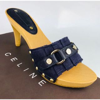 セリーヌ(celine)の新品未使用★セリーヌ・レザー マカダムストラップ サンダル ミュール(36)(サンダル)