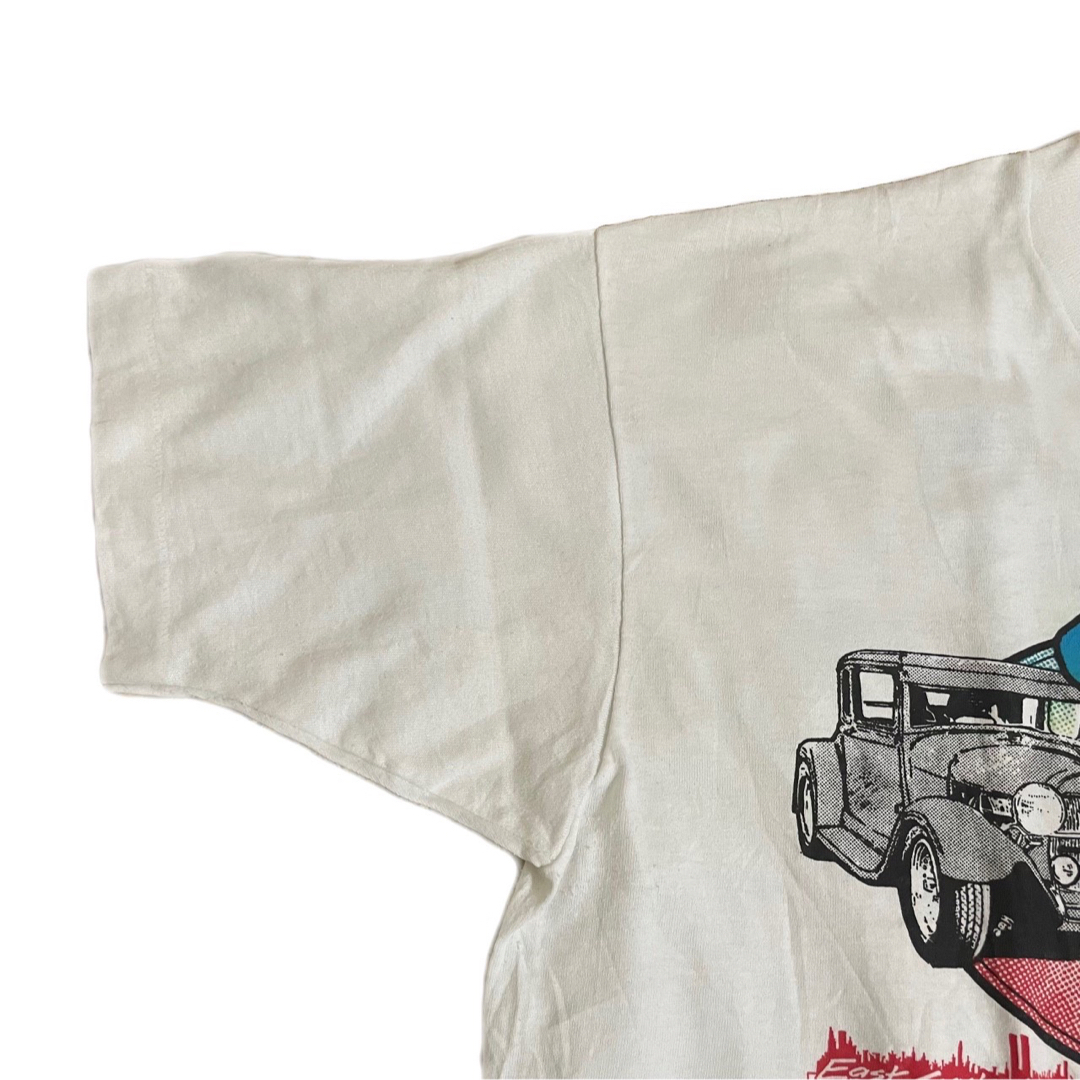 FRUIT OF THE LOOM(フルーツオブザルーム)の90s 古着 フルーツオブザルーム USA製 バックプリント シングルステッチ メンズのトップス(Tシャツ/カットソー(半袖/袖なし))の商品写真