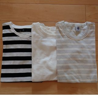 プチバトー(PETIT BATEAU)のプチバトーZARA無印良品半袖Tシャツ3枚セット白ボーダーXS(カットソー(半袖/袖なし))