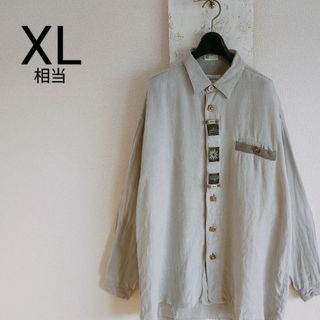 IMPERIAL LANDHAUS　チロルシャツ　グレー　ウッドボタン　XL