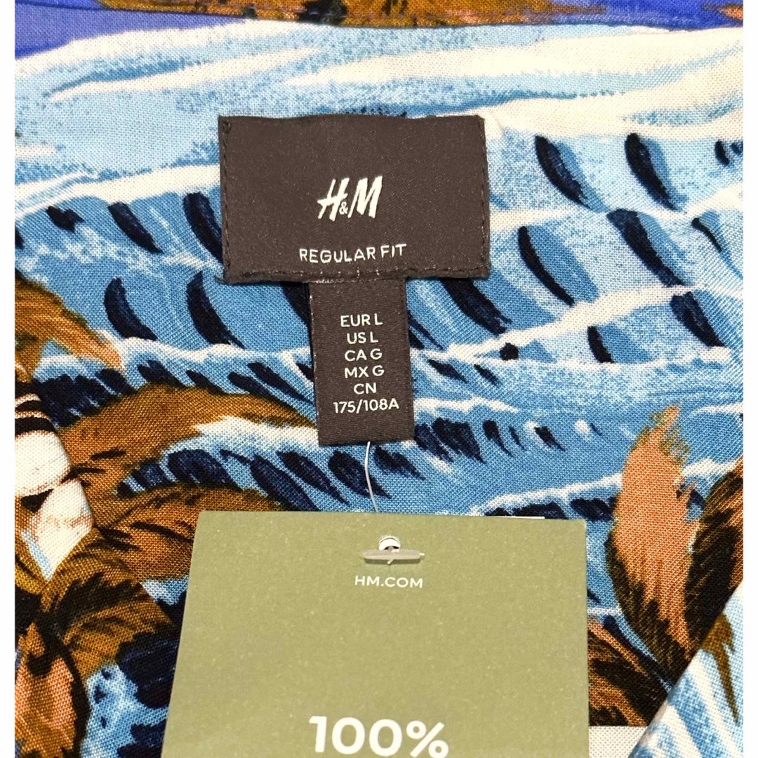 H&M(エイチアンドエム)の新品 H&M リゾート アロハシャツ ヤシの木 半袖 L メンズのトップス(シャツ)の商品写真