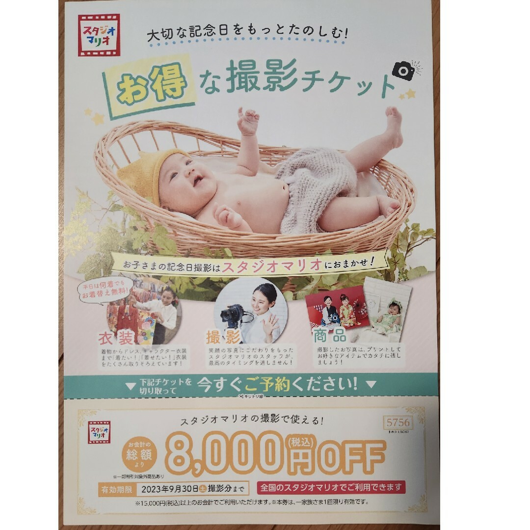 スタジオマリオ  税込8000円OFFクーポン♡ チケットのチケット その他(その他)の商品写真