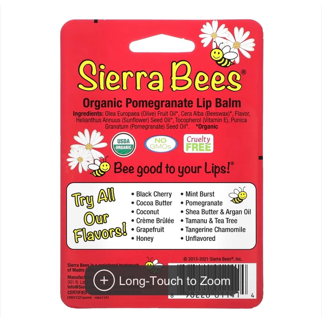 Sierra Bees オーガニックリップバーム４本 コスメ/美容のスキンケア/基礎化粧品(リップケア/リップクリーム)の商品写真