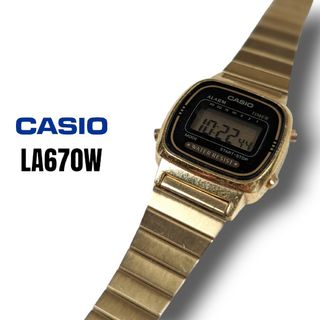 カシオ(CASIO)のチープカシオ デジタル時計 LA670W ゴールドバンド 小型 軽量 コンパクト(腕時計)