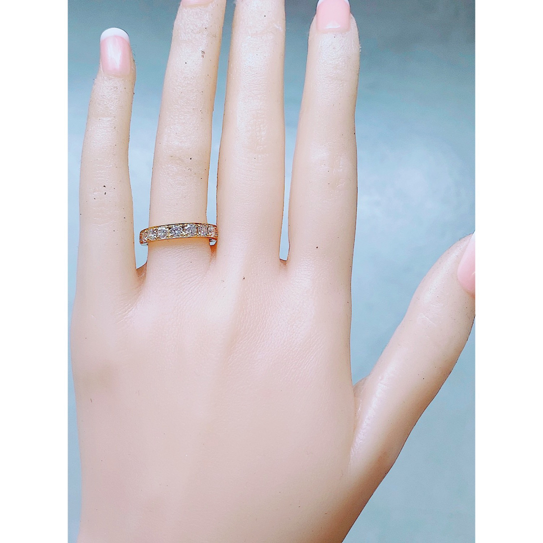 ☆1.00ct☆✨ダイヤモンドレール留めK18ハーフエタニティリング指輪の