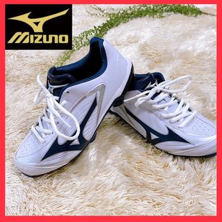 ミズノ(MIZUNO)の【未使用品】人気　野球　ソフトボール　スパイク　ジュニア　Jr.  紺　22㎝(シューズ)