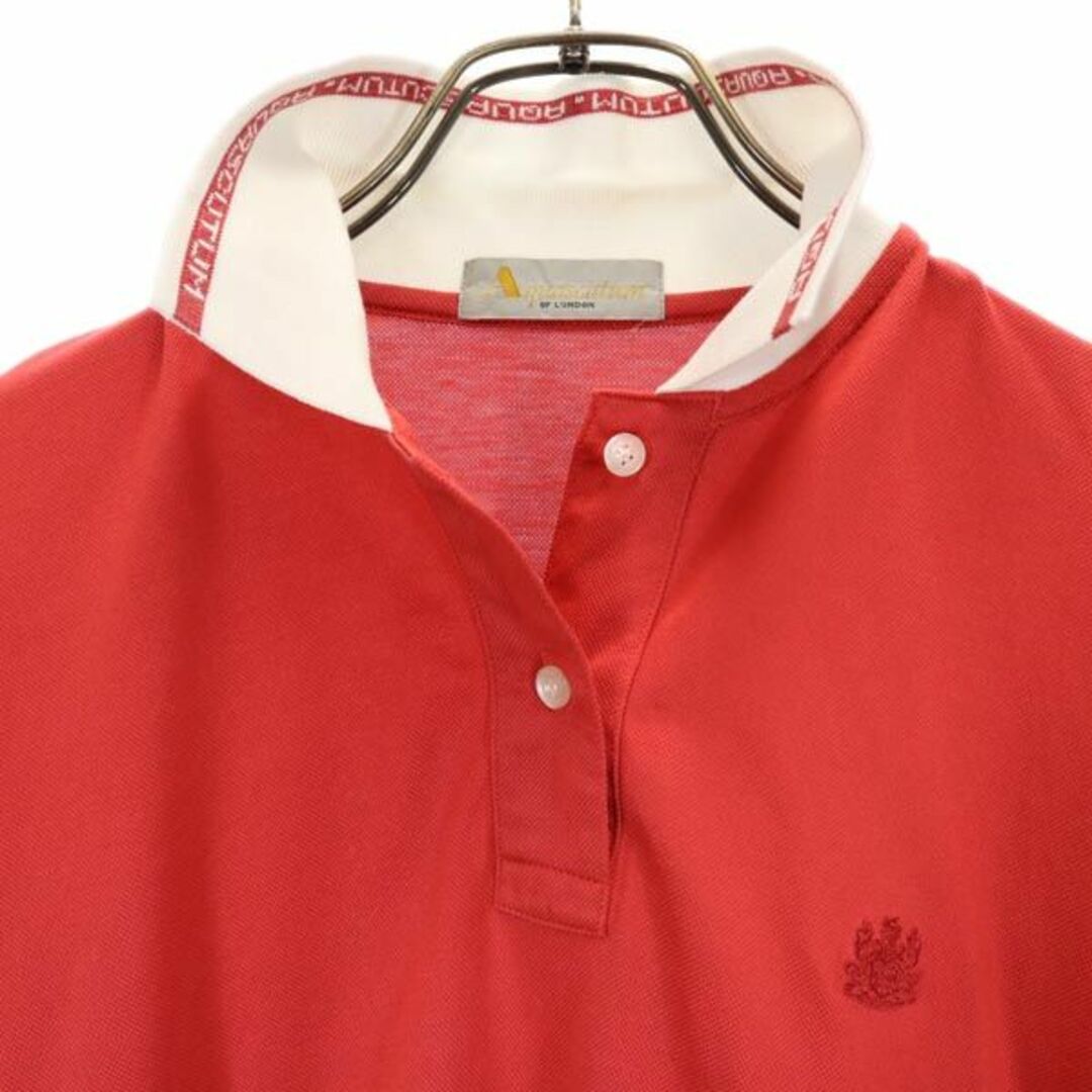アクアスキュータム 日本製 半袖 ポロシャツ レッド系 Aquascutum ロゴ
