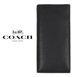 コーチ(COACH)の新品　コーチ　クロスグレインレザー　ブレストポケット　長財布　ブラック(長財布)