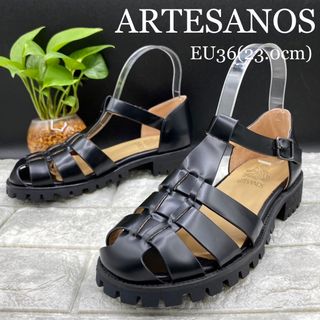 ☆新品 ARTESANOS アルテサノス グルカサンダル 太ヒール 本革 36-