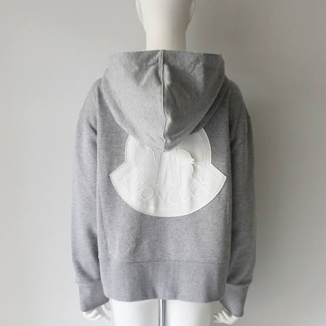 MONCLER モンクレール ジップ パーカー ビッグロゴ グレー レディース