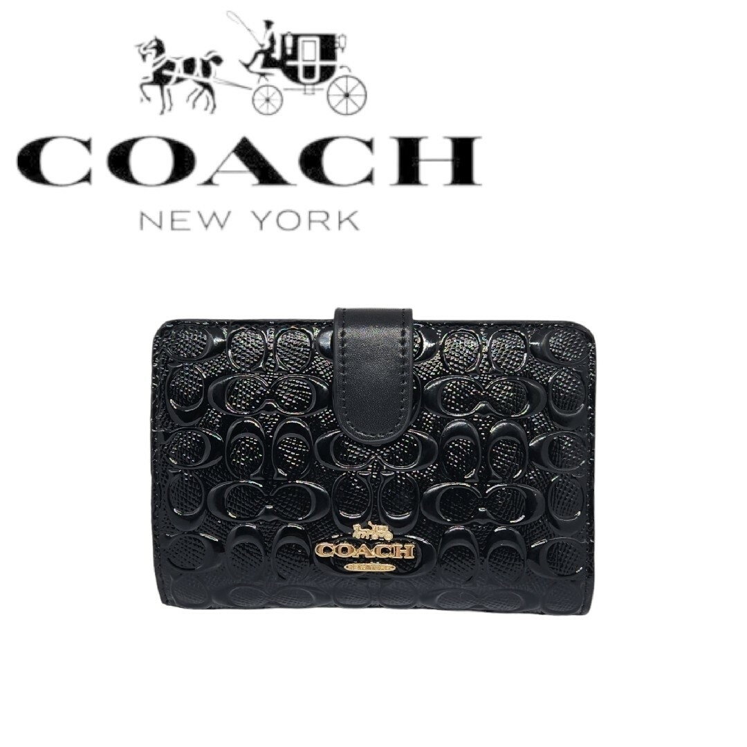 COACH(コーチ)の新品　コーチ　デボスド シグネチャー パテント レザー ミディアム　財布 レディースのファッション小物(財布)の商品写真