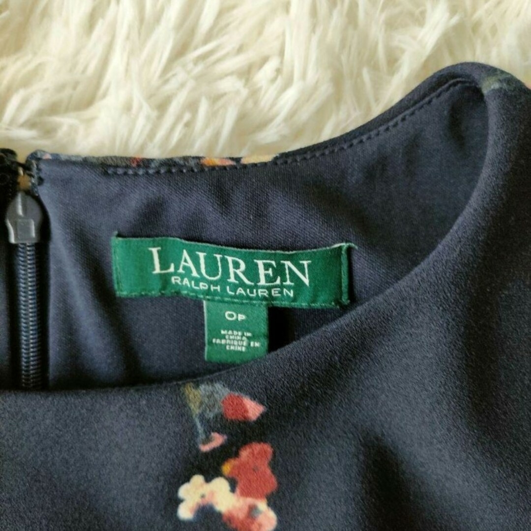 Ralph Lauren(ラルフローレン)の美品 LAUREN  RALPH LAUREN 花柄ワンピース  XSサイズ レディースのワンピース(ひざ丈ワンピース)の商品写真