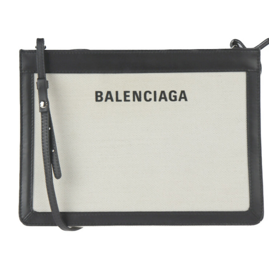 BALENCIAGA バレンシアガ  ネイビーポシェット ショルダーバッグ 339937 キャンバス レザー  ナチュラル ブラック  2WAY セカンドバッグ パンチング 【本物保証】