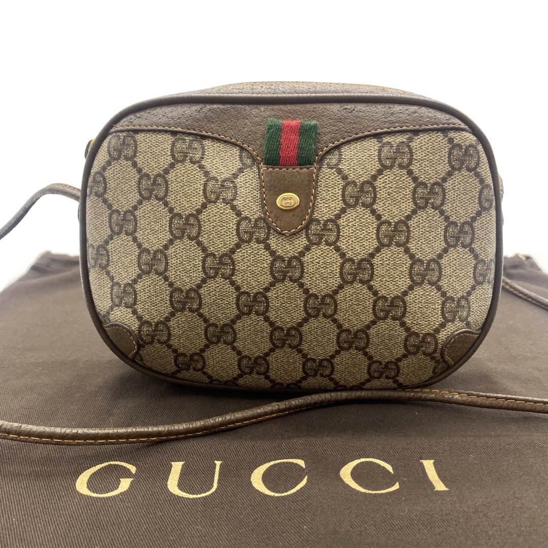 GUCCI グッチ シェリーライン GG ショルダーバッグ レザー PVC-