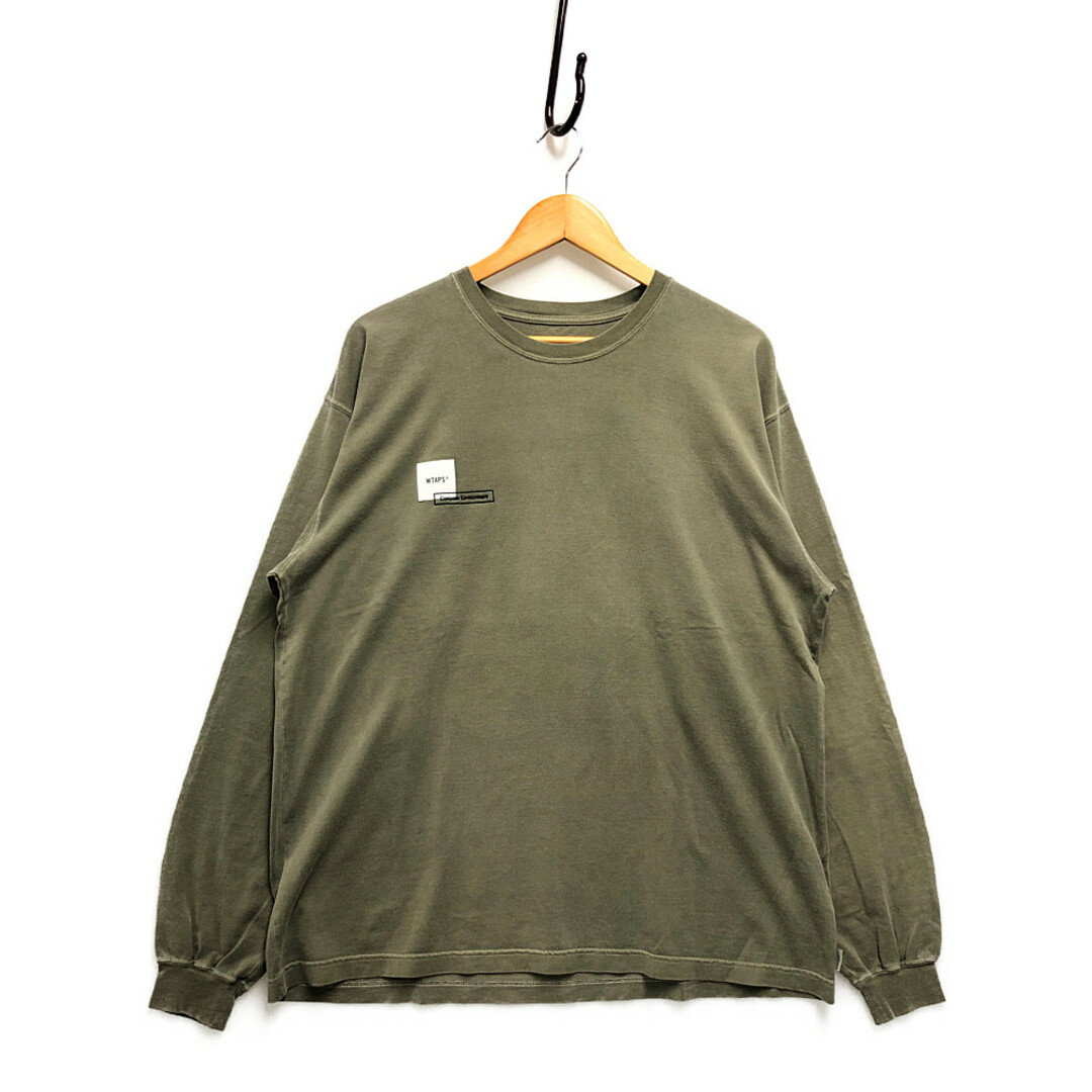 WTAPS ダブルタップス 21SS HOME BASE LS / COTTON 加工 ロング長袖Ｔシャツ オリーブドラブ サイズ2 正規品 / 31061