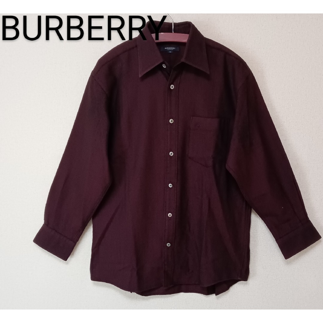 BURBERRY(バーバリー)のBURBERRYLONDONバーバリー羊毛長袖シャツ三陽商会ワインレッドサイズM メンズのトップス(シャツ)の商品写真