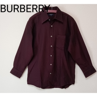 バーバリー(BURBERRY)のBURBERRYLONDONバーバリー羊毛長袖シャツ三陽商会ワインレッドサイズM(シャツ)