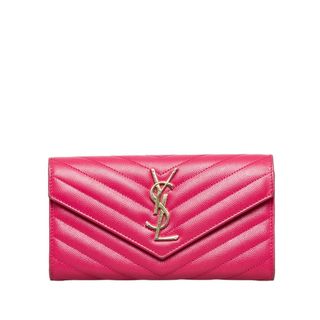 サンローラン 確実正規品 長財布 パリ YSL レザー PINK ピンク