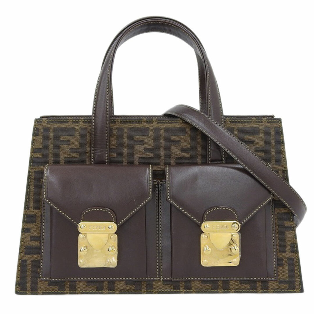 ジャパン 本物 フェンディ ズッカ柄 2WAY ジャガード ゴールド金具