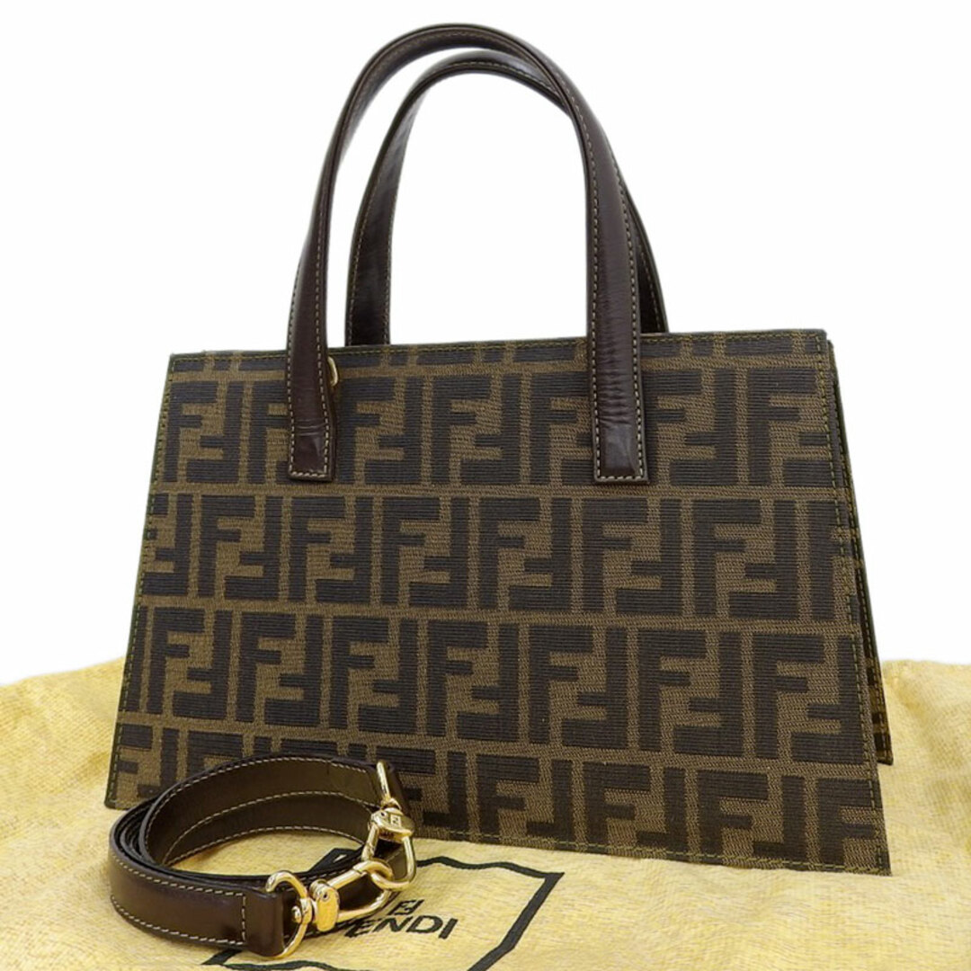 フェンディ ズッカ柄 レザー黒2WAY ジャガード ゴールド金具 フェンディ ズッカ柄 レザー黒2WAY ジャガード ゴールド金具