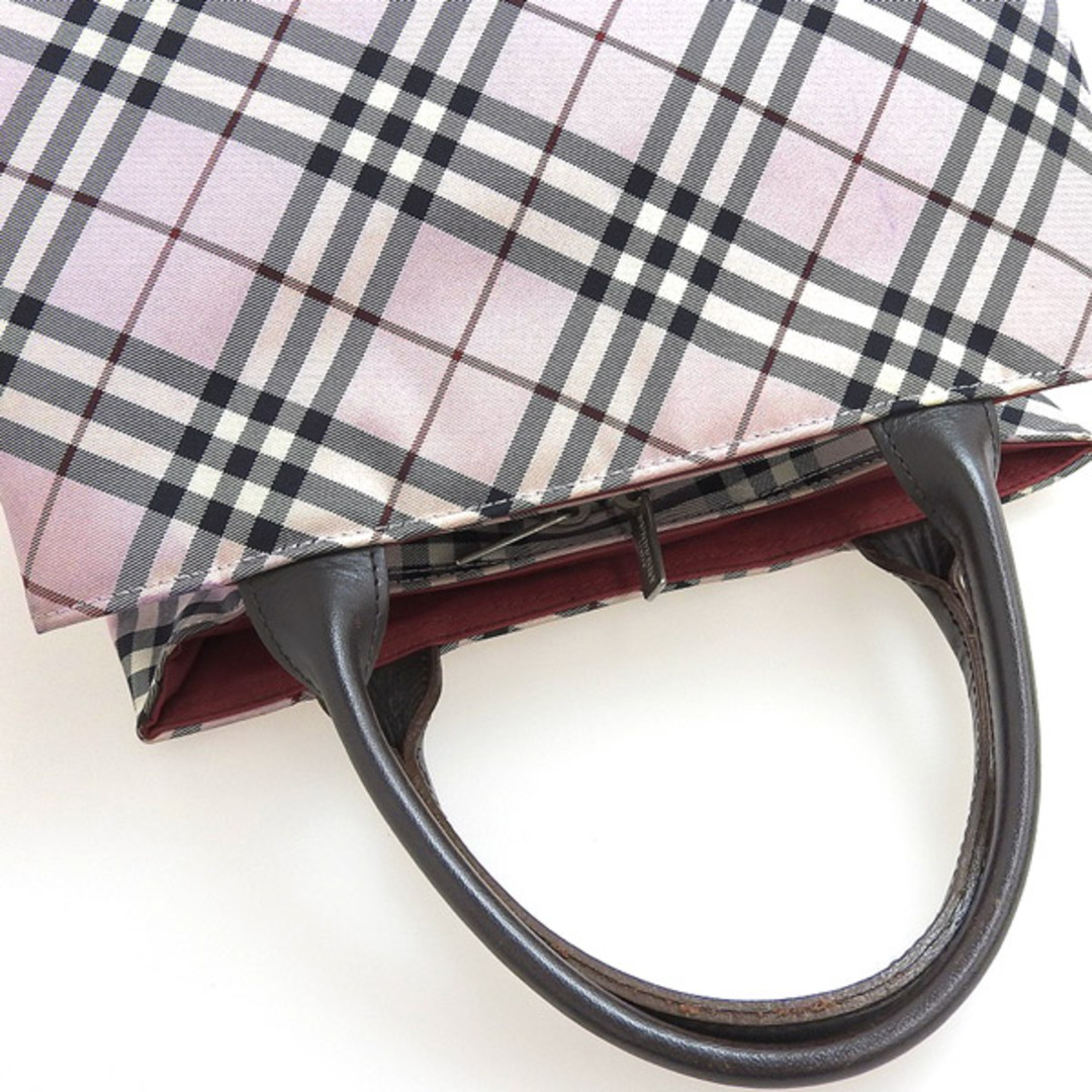 BURBERRY - バーバリー チェック ハンドバッグ ナイロン ピンク BURBERRY - バーバリー チェック ハンドバッグ ナイロン ピンク
