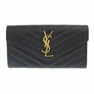 イヴサンローランボーテ(Yves Saint Laurent Beaute)のサンローラン Vステッチ 長財布 レザー ブラック 財布 (財布)