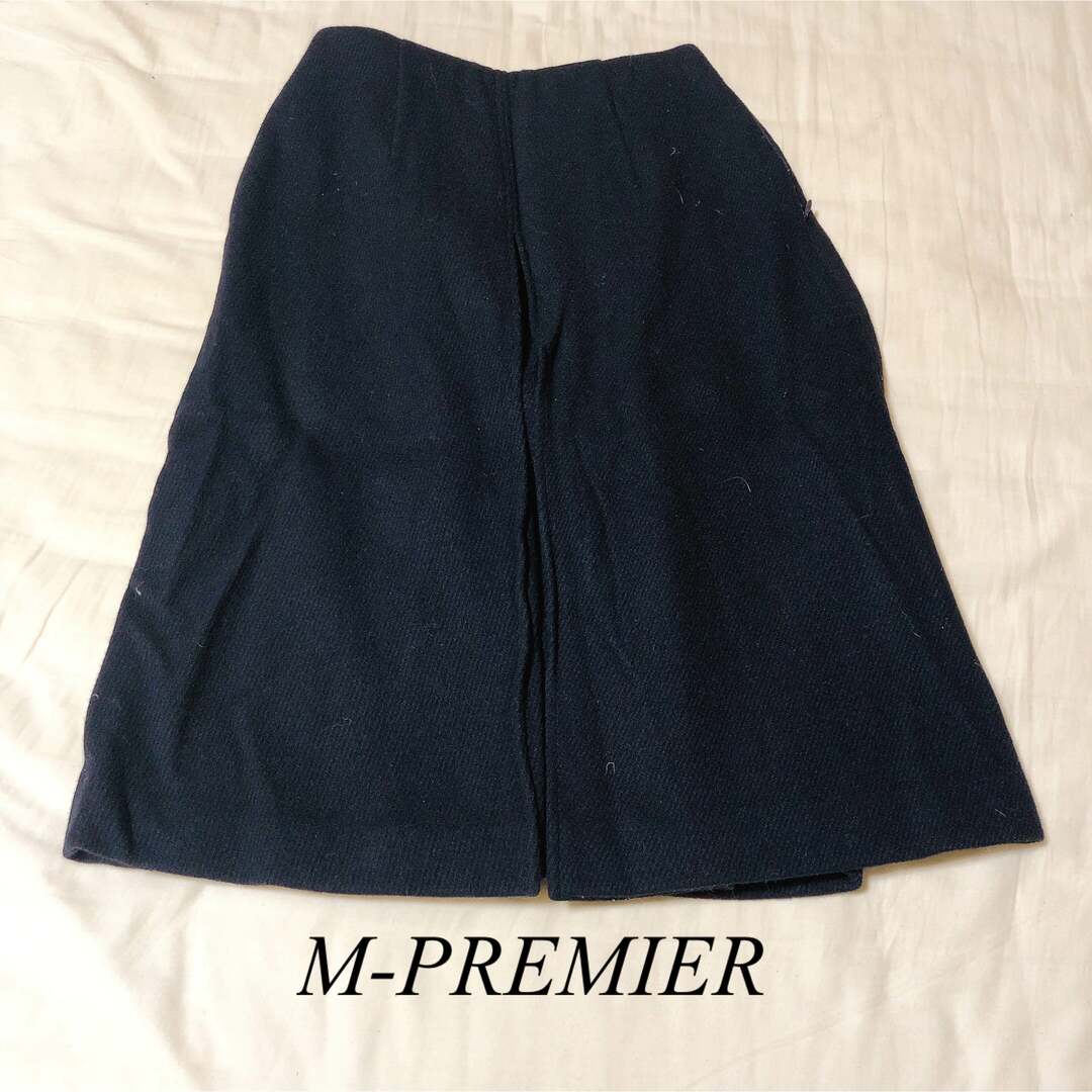 M-PREMIER エムプルミエ　台形スカート　ネイビー　34