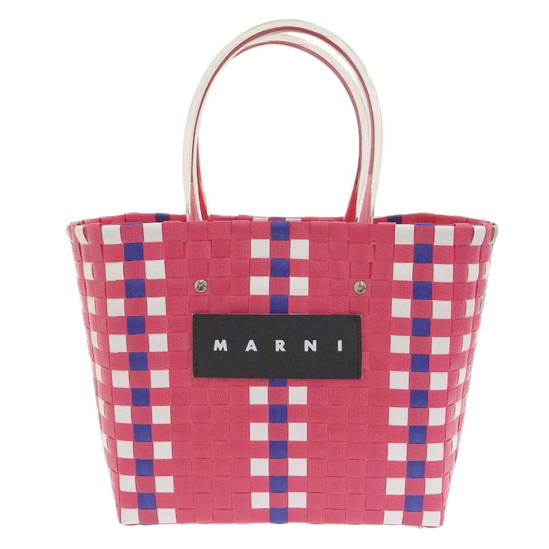 新品MARNIカゴバッグ かごバッグ ラフィア トートバッグ マルニ薄いピンク-