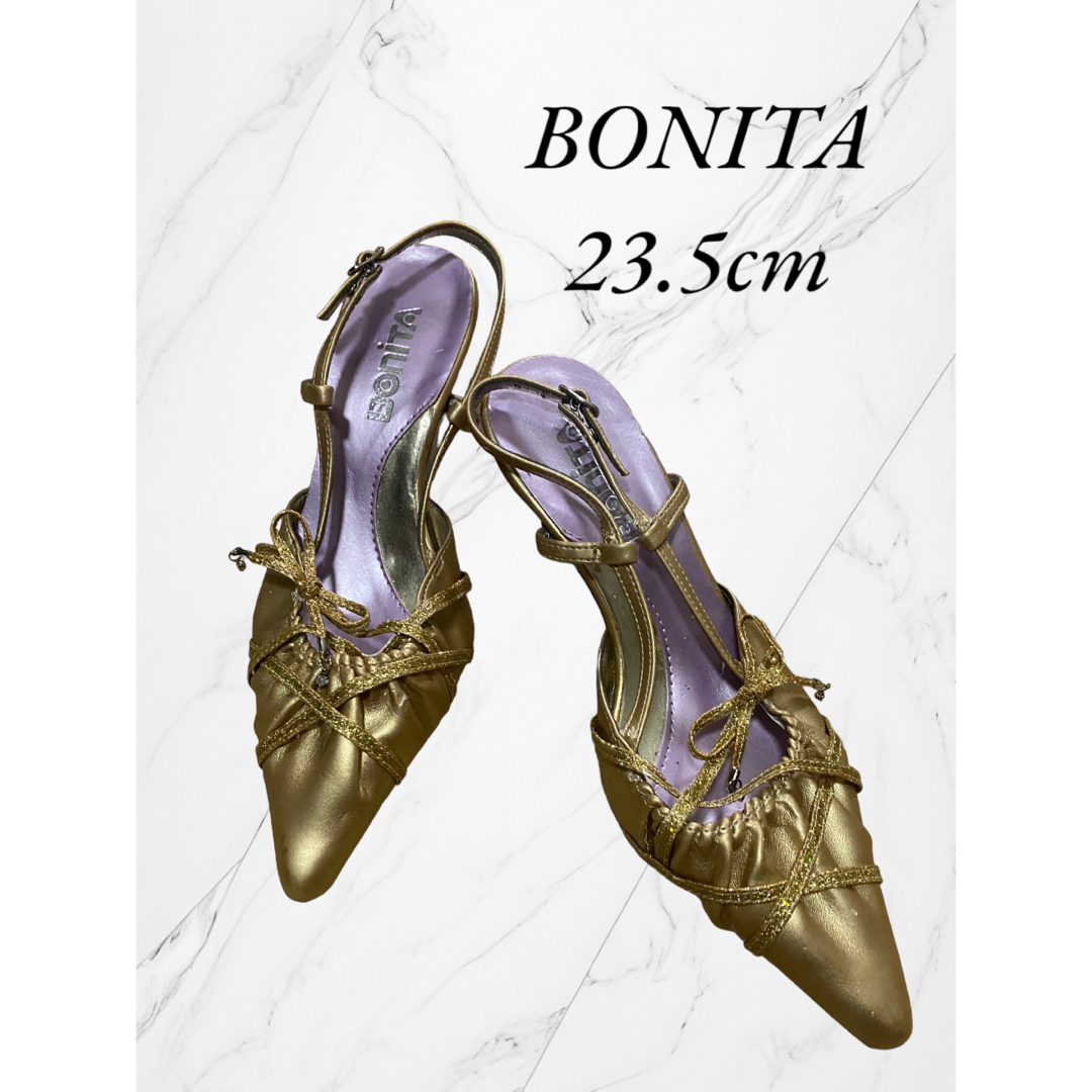 BONITA(ボニータ)の【SALE】BONITA♡ボニータ♡ラメパンプス♡ゴールド♡23.5cm レディースの靴/シューズ(ハイヒール/パンプス)の商品写真