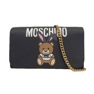 モスキーノ(MOSCHINO)のモスキーノ  テディベア チェーンウォレット レザー ブラック(ショルダーバッグ)