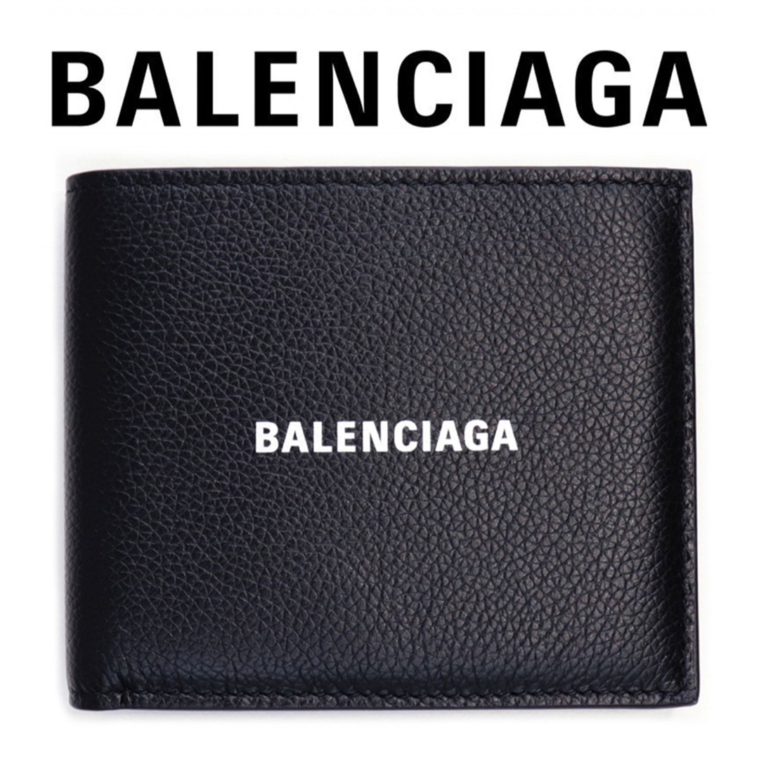 バレンシアガ 二つ折り財布 ブラック メンズ レディース　ロゴ ウォレット